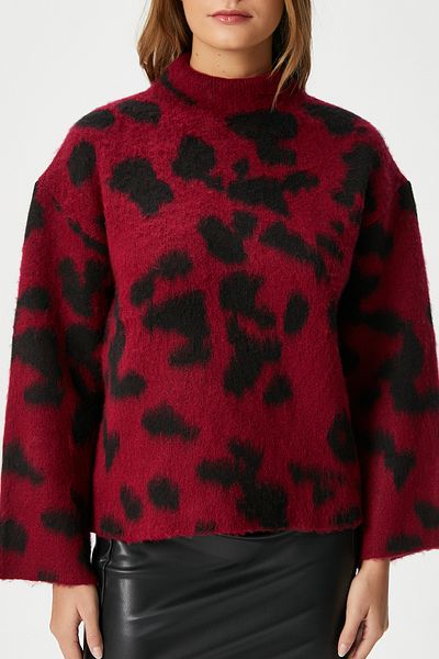 Ritnice Pulover de damă Fever Feather Burgundy cu gât rosu
