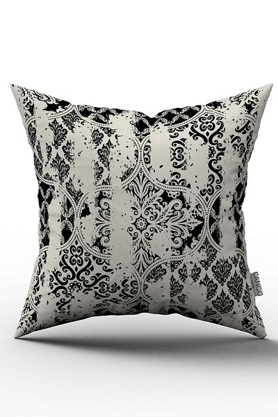 Cango Home Double Sided Black Cream Ethnic Floral Throw Pillow Pillow Case - Cgh134-ct