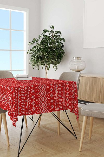 Cango Home Red Blue Christmas Themed Digital Printed Tablecloth Cgh837-ms