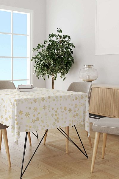 Cango Home Yellow White Christmas Themed Digital Printed Tablecloth Cgh789-ms