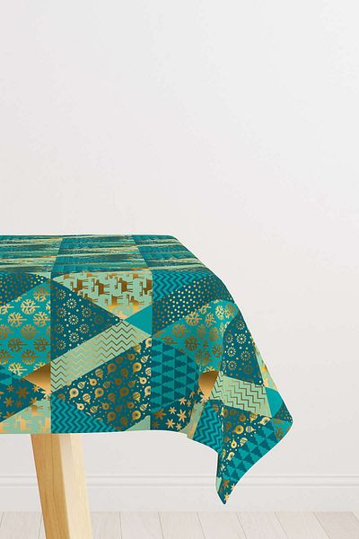 Cango Home Green Yellow Christmas Themed Digital Printed Tablecloth Cgh796-ms