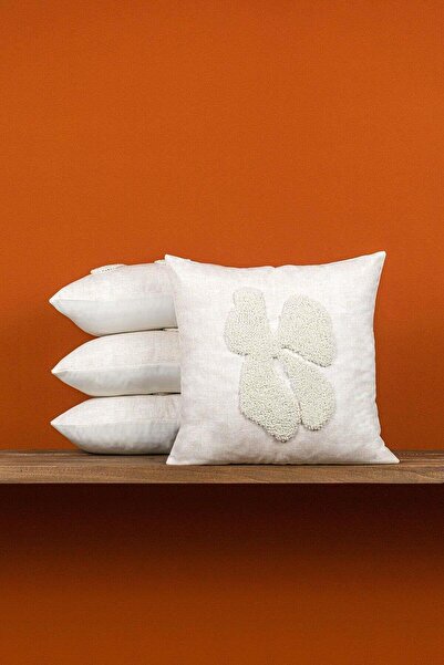 Cango Home Set de huse de pernă cu model boem nordic alb crem 4kmbs321