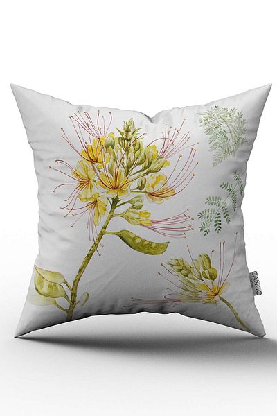 Cango Home White Yellow Floral Throw Pillow Pillow Case - Cgh036