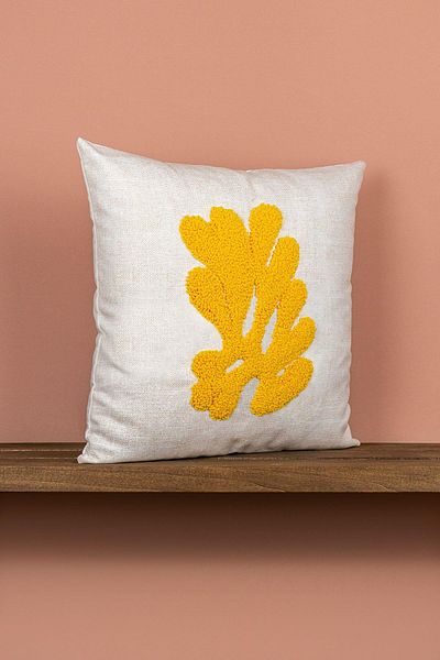 Cango Home Yellow Coral Marine Pattern Punch Throw Pillow Pn-Cgh1360