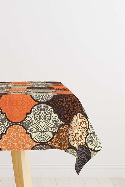 Cango Home Orange Brown Retro Vintage Digital Printed Tablecloth Otyk294-ms