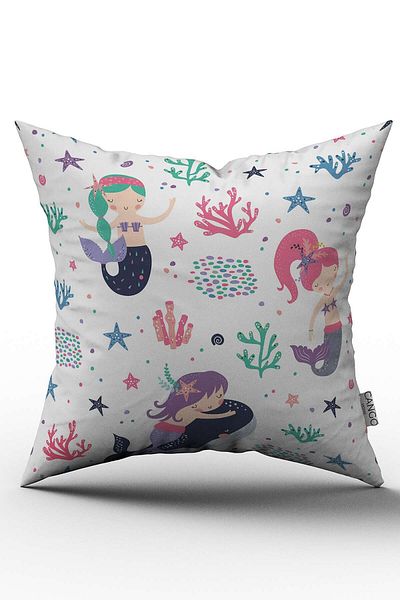 Cango Home Față de pernă cu model sirenă pentru copii, alb, roz - Cgh011