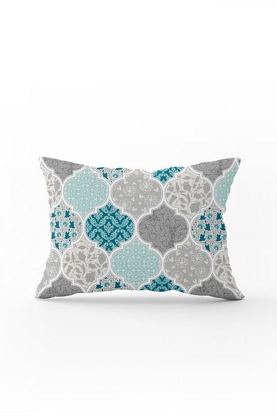 Cango Home Albastru Gri Etnic Floral 35x50 Pernă de blocare pernă - Cgh132-3550