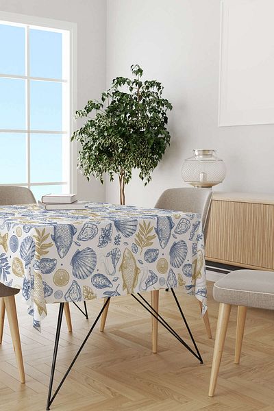 Cango Home Hanorac de birou cu imprimare digitală cu model marin albastru și galben Otyk811-ms