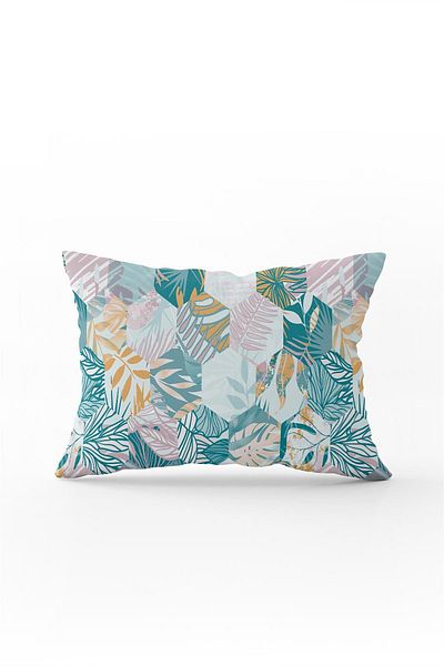 Cango Home Față de pernă cu două fețe, 35x50, albastru, galben, tropicală - Cgh050-3550