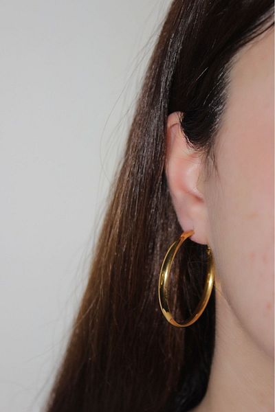 nevamor Steel Gold Large Hoop Earrings