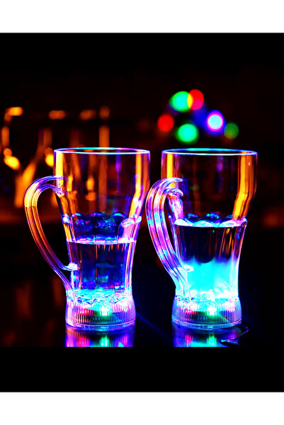 MİMOZA PARK 1 Adet Renk Değitiren Ledli  Uzun Kupa Bardak Sunum Bardağı ( CAM DEĞİLDİR )
