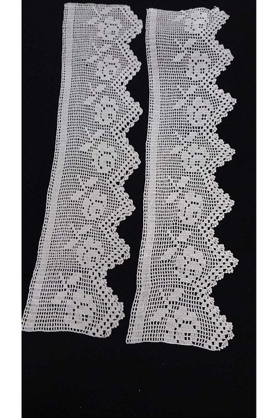 Papatyam Hand Knitted Crochet 2 Pieces (50cm) Towel Edge Lace /Handcrafted Lace Set/Vintage/
