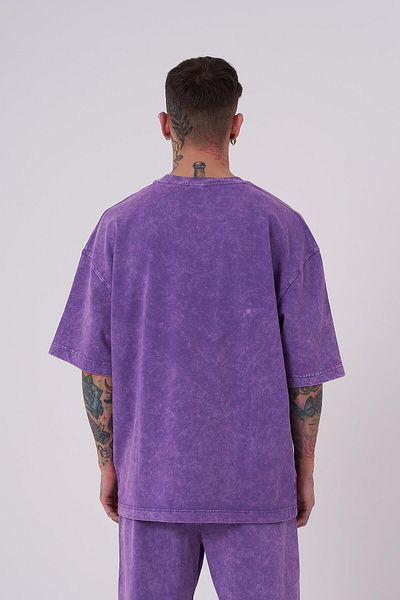 Machinist Ανδρικό μπλουζάκι Luxury Washed Basic Oversize Purple Spotted T-shirt