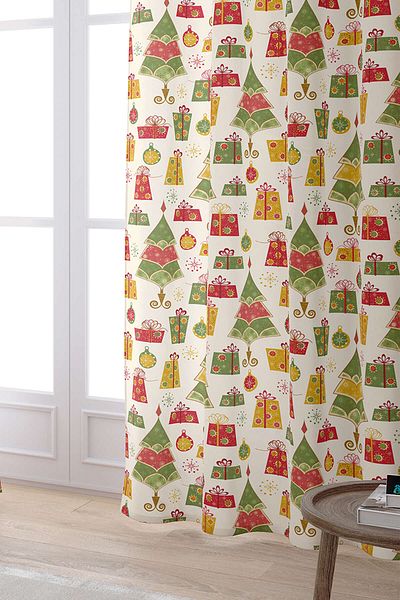 Cango Home Red Green Christmas Themed Digital Printed Curtain Cgh844-pr