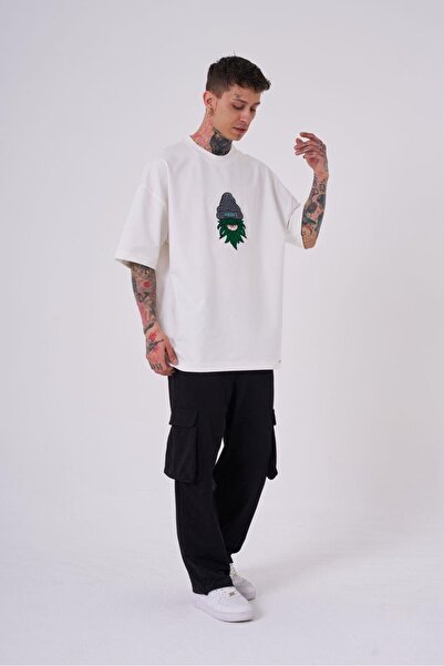 Machinist Чоловіча футболка оверсайз екрю з вишивкою Leaf Eye
