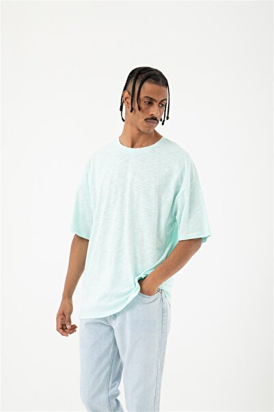 Machinist Ανδρικό μπλουζάκι Flamlı Basic oversized Light Mint