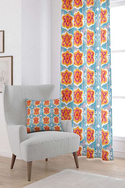 Cango Home Cortina decorativă etnică albastru portocaliu imprimată digitală Cgh156-pr