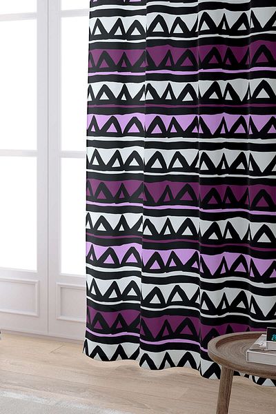 Cango Home Purple Black Geometric Modern Digital Printed Curtain Cgh231-pr