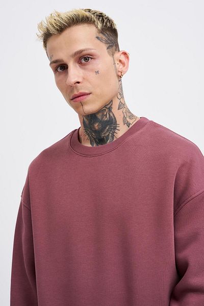Machinist Ανδρικό φούτερ Basic Crew Neck Oversize Plum