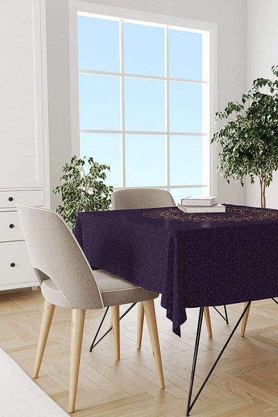 Cango Home Purple Ramadan Themed Motif Patterned Digital Printed Tablecloth Cgh1287-ms