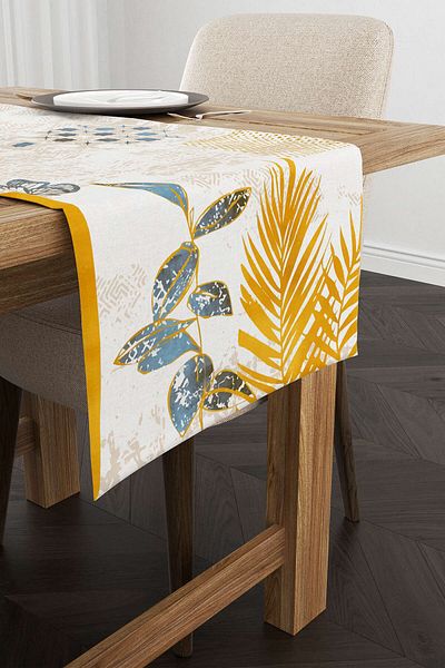 Cango Home Yellow Blue Bohemian Decorative Patterned Digital Printed Runner Cgh941-rn