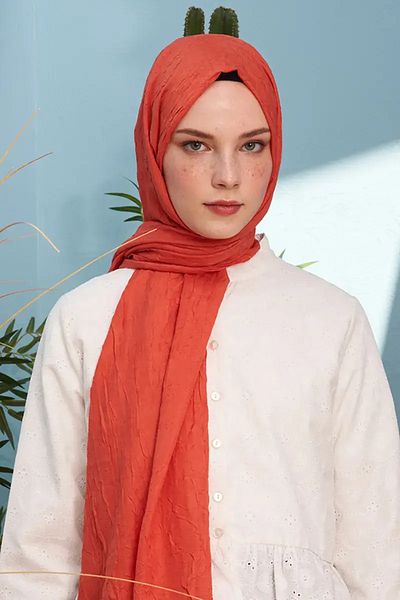 Madame Polo Kübra Koç Bamboo Kraş Shawl -mercan