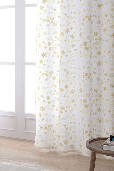 Cango Home Yellow White Christmas Themed Digital Printed Curtain Cgh789-pr