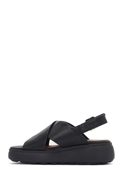Geox Black Spherica Ec4 - Ankle Strap Thick Sole Leather Women's Sandals D45d4a00085c9999