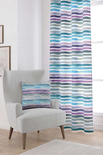 Cango Home Purple Blue Abstract Striped Digital Printed Curtain Cgh181-pr