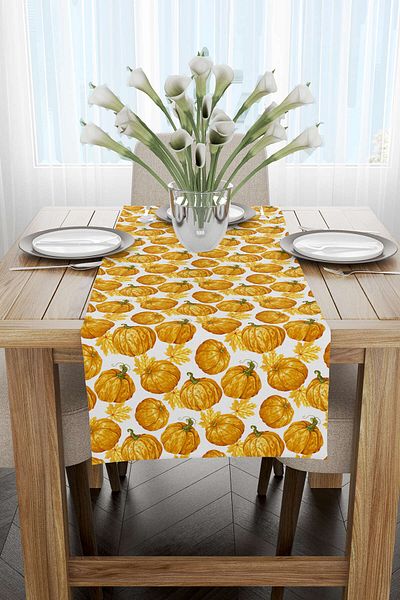 Cango Home Orange Halloween Pumpkin Patterned Digital Printed Runner Cgh762-rn