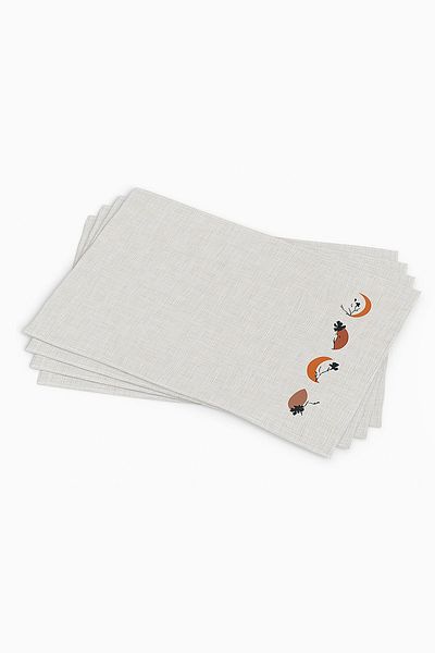 Cango Home Bohemian Modern Leaf Patterned Brown Black Σετ 4 - Ψηφιακή εκτύπωση, American Service 4kmbs105-as