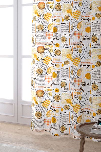 Cango Home Orange White Decorative Fruit Patterned Digital Printed Curtain Cgh607-pr