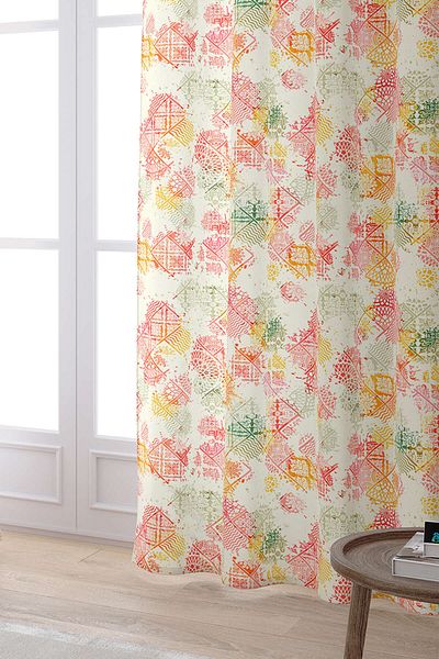Cango Home Yellow Orange Ethnic Floral Digital Printed Curtain Cgh110-pr