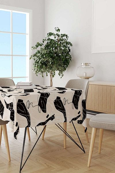 Cango Home Hanorac de birou cu imprimare digitală cu model de siluetă modernă de culoare crem negru Cgh1100-ms