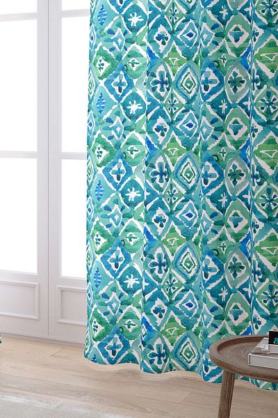 Cango Home Cortina decorativă cu imprimare digitală albastră verde Cgh161-pr