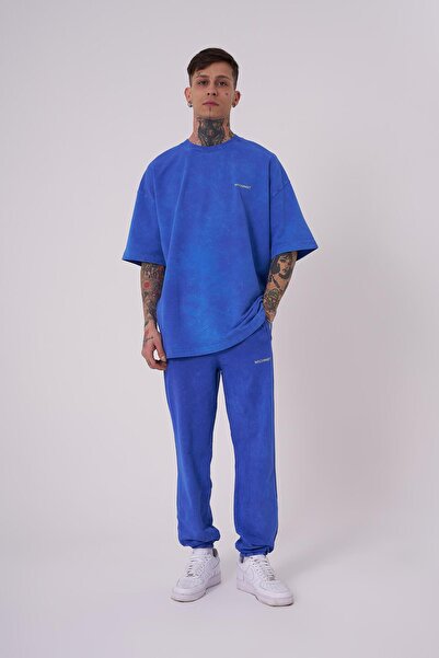 Machinist Чоловіча розкішна базова футболка oversize світло-синього кольору в цяточку