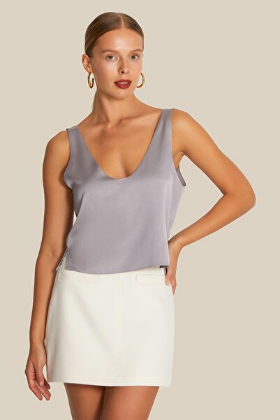 rue Γκρι μπλούζα με λαιμόκοψη σε σχήμα V