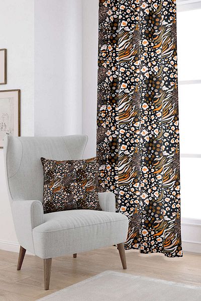 Cango Home Καφέ πορτοκαλί Snakeskin Zebra μοτίβο ψηφιακής τυπωμένης κουρτίνας Cgh362-pr