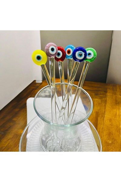 nazarboncuğu Pastel Colored Glass 6-Piece Teaspoon Set