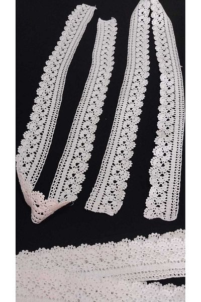 Papatyam 2 Pieces of Lace Detailed Hand Knitted Crochet - 1 Meter Vintage Cotton, 2 Meter Lace Set