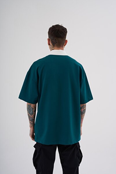 Machinist Men's Basic Oversize Oil Ecru Polo Collar T-shirt