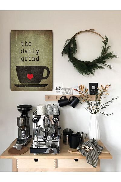 icase Kitchen Coffee Corner Coffee Menu Written Cup Mug Decor Concept Painting Mdf Printing