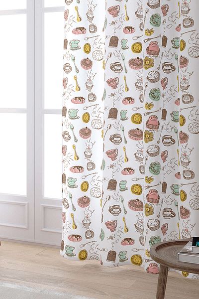 Cango Home White Brown Kitchen Themed Digital Printed Curtain Cgh592-pr