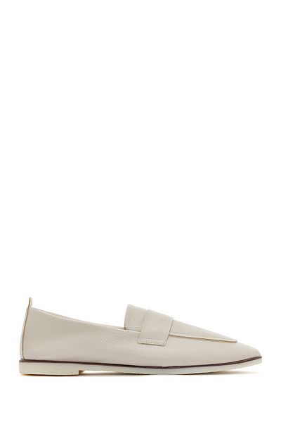 Derimod Cream Colored Women's Loafer - Masculine, 24sfe4026ft