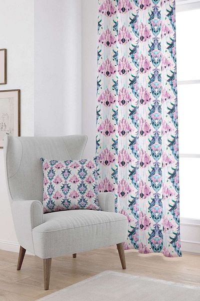 Cango Home Ροζ Μπλε Ethnic Διακοσμητική Ψηφιακή Εκτυπωμένη Κουρτίνα Cgh183-pr