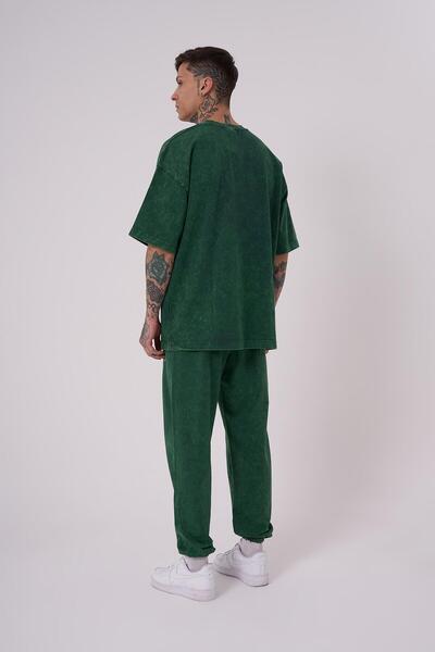 Machinist Ανδρικό μπλουζάκι Luxury Washed Basic Oversize Petrol Green Spotted