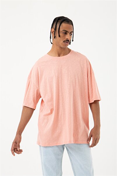 Machinist Men's Flaming Basic Oversize Salmon T-shirt