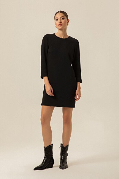 rue Long Sleeve Black Mini Dress