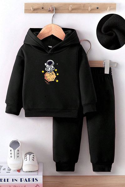 uyguntarz Galaxy Astronaut Printed Children's Comfortable Tracksuit Set