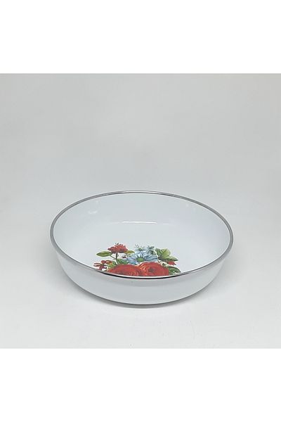 Avşar Enamel House - 20 cm 3-Piece Decorated Presentation Salad Breakfast Plate